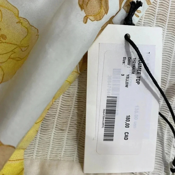 💥HOST PICK💥 ba&sh Naimee Yellow Floral  Strapless Stretch Tube Top Size 8 - Picture 13 of 14